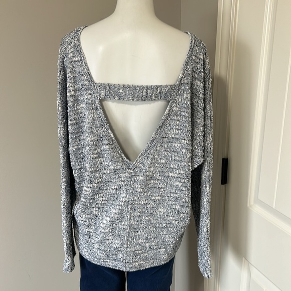 Daily Practice by Anthropologie Pullover Back Cut Out Sweater Navy White M NEW - Picture 9 of 16